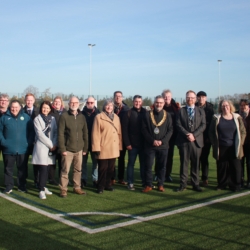 A photo of Meridian Trust colleagues and stakeholders at the Stratton Upper School 3G pitch opening